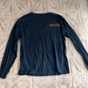 Long Sleeve Blue & Orange Salt Life Shirt (Small)